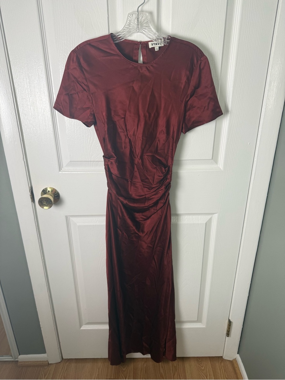 Staud Marcel Silk Dress in Sangria 4 - Picture 2 of 11